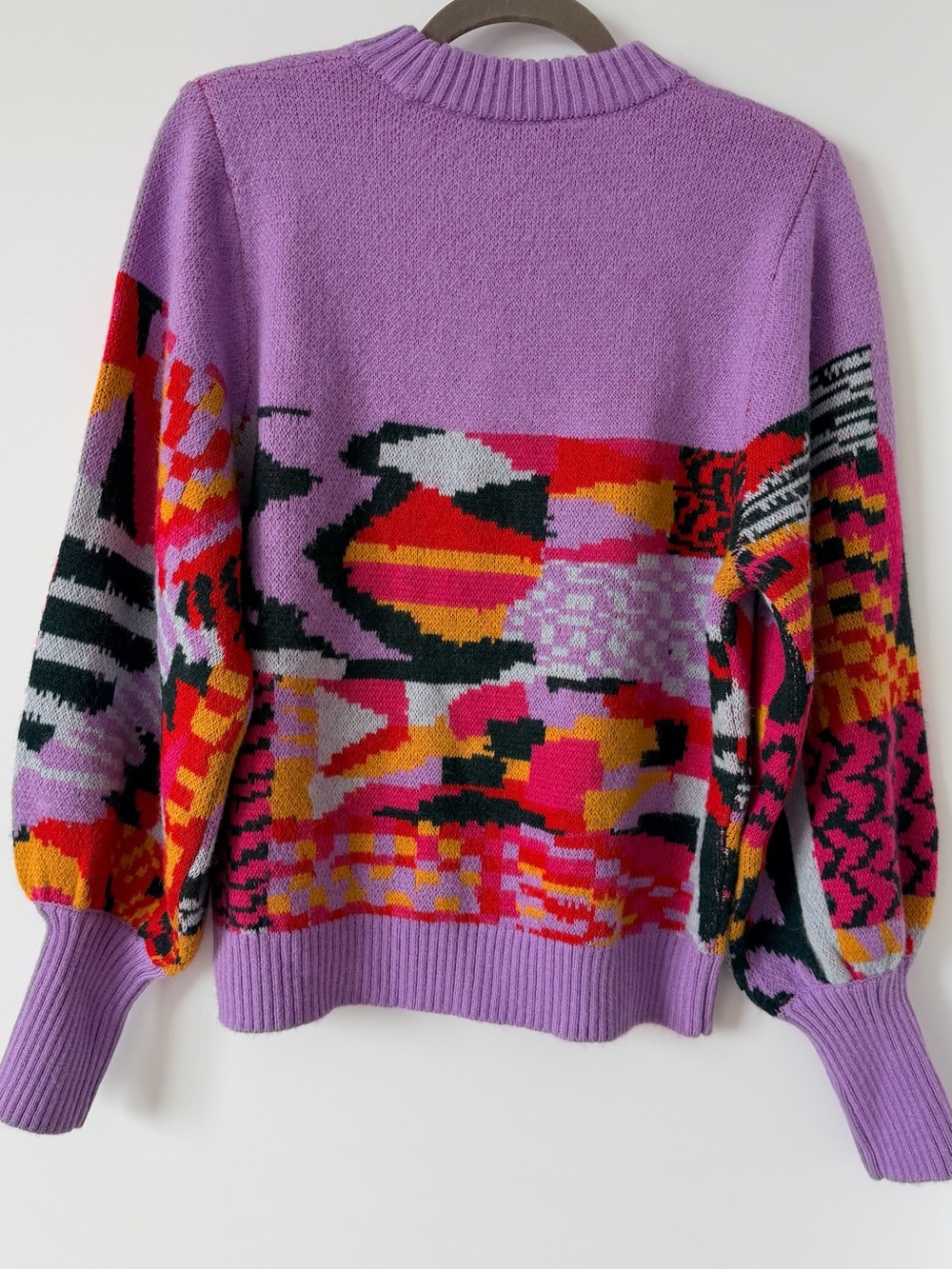 FARM RIO Lilac Geometric Pattern Crewneck Sweater - Picture 6 of 11